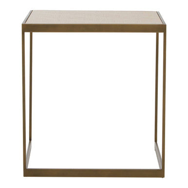 Large Natural Oak Veneer Side Table with Brushed Brass Steel Base