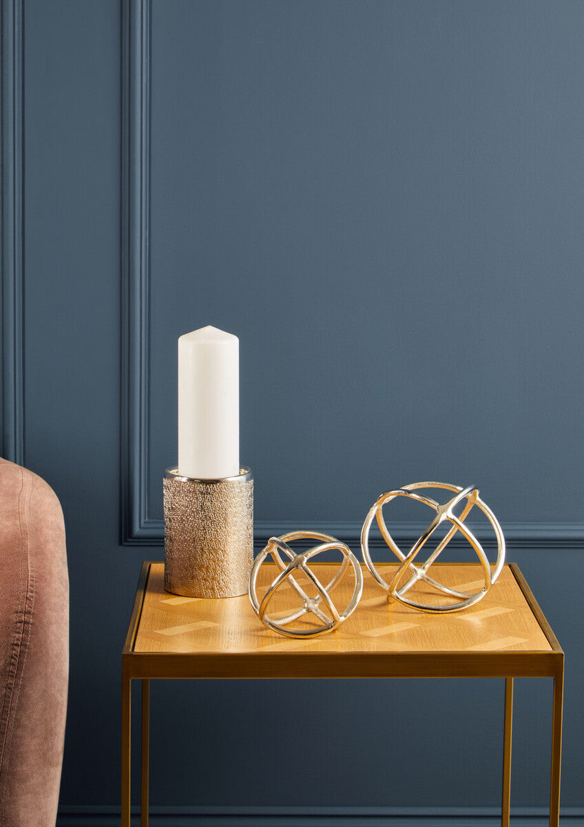 Large Natural Oak Veneer Side Table with Brushed Brass Steel Base