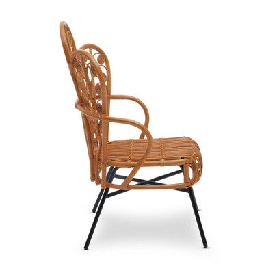 Natural Rattan Scalloped Back Chair