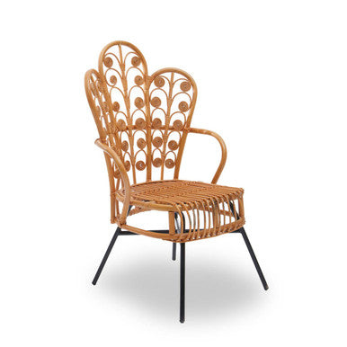 Natural Rattan Scalloped Back Chair
