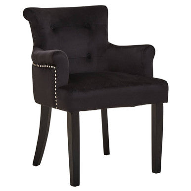 Black Velvet Dining Chair With Ring Back