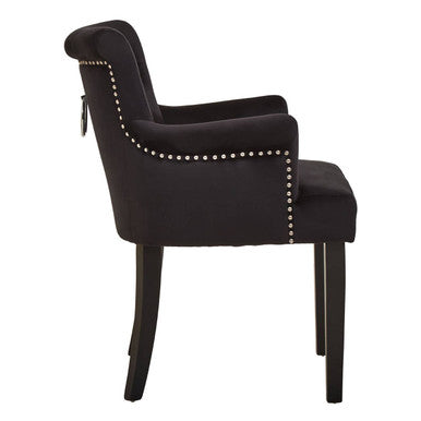 Black Velvet Dining Chair With Ring Back