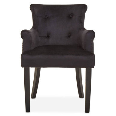 Black Velvet Dining Chair With Ring Back