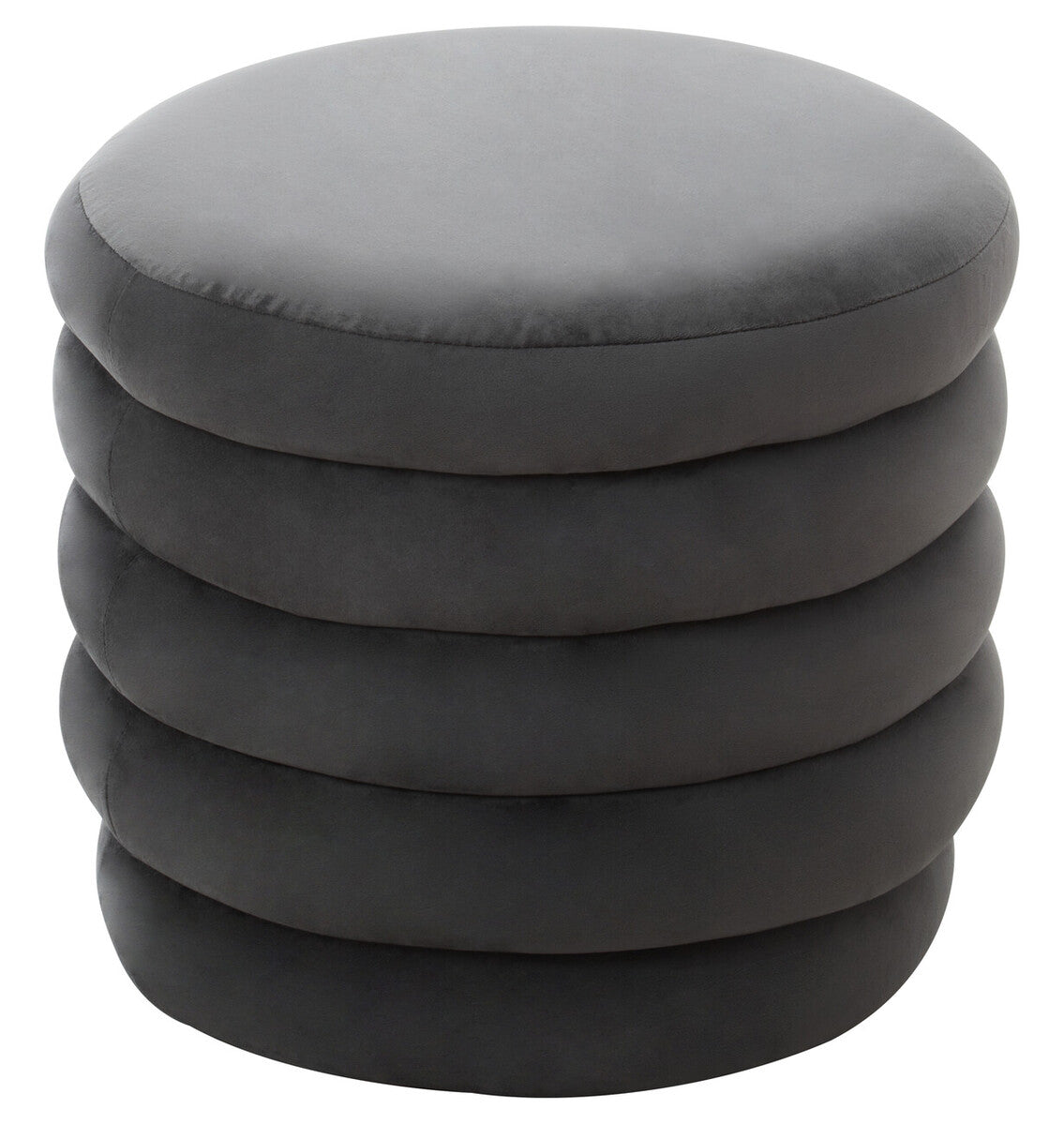 Graphite Velvet Round Footstool
