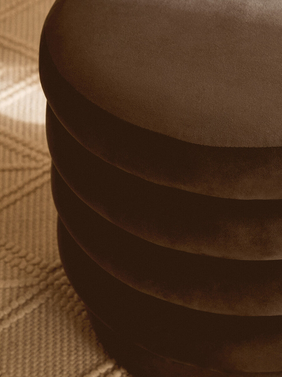 Graphite Velvet Round Footstool