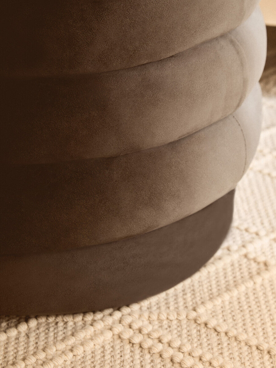 Graphite Velvet Round Footstool