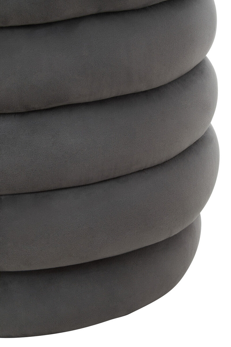 Graphite Velvet Round Footstool