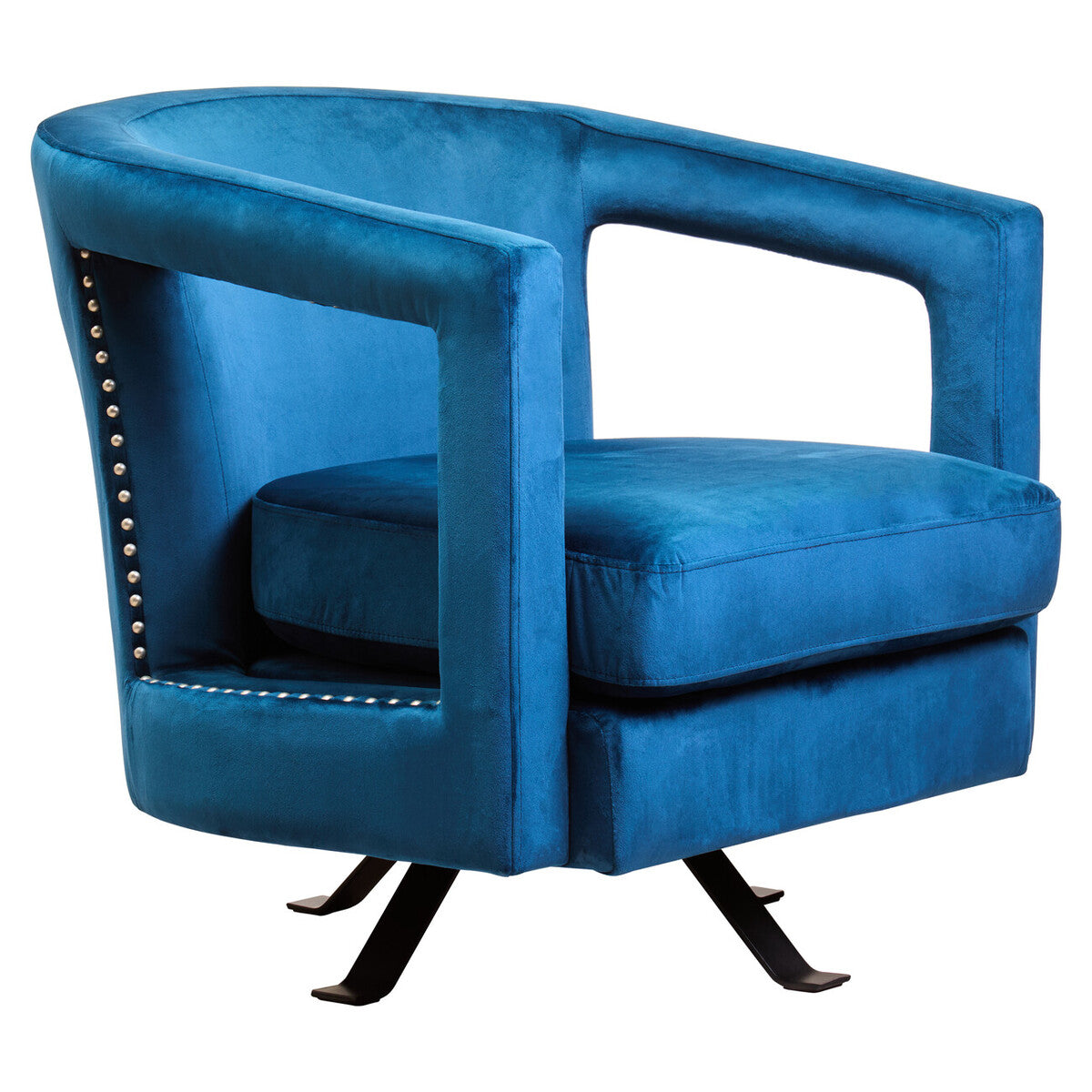 Blue Velvet Swivel Chair