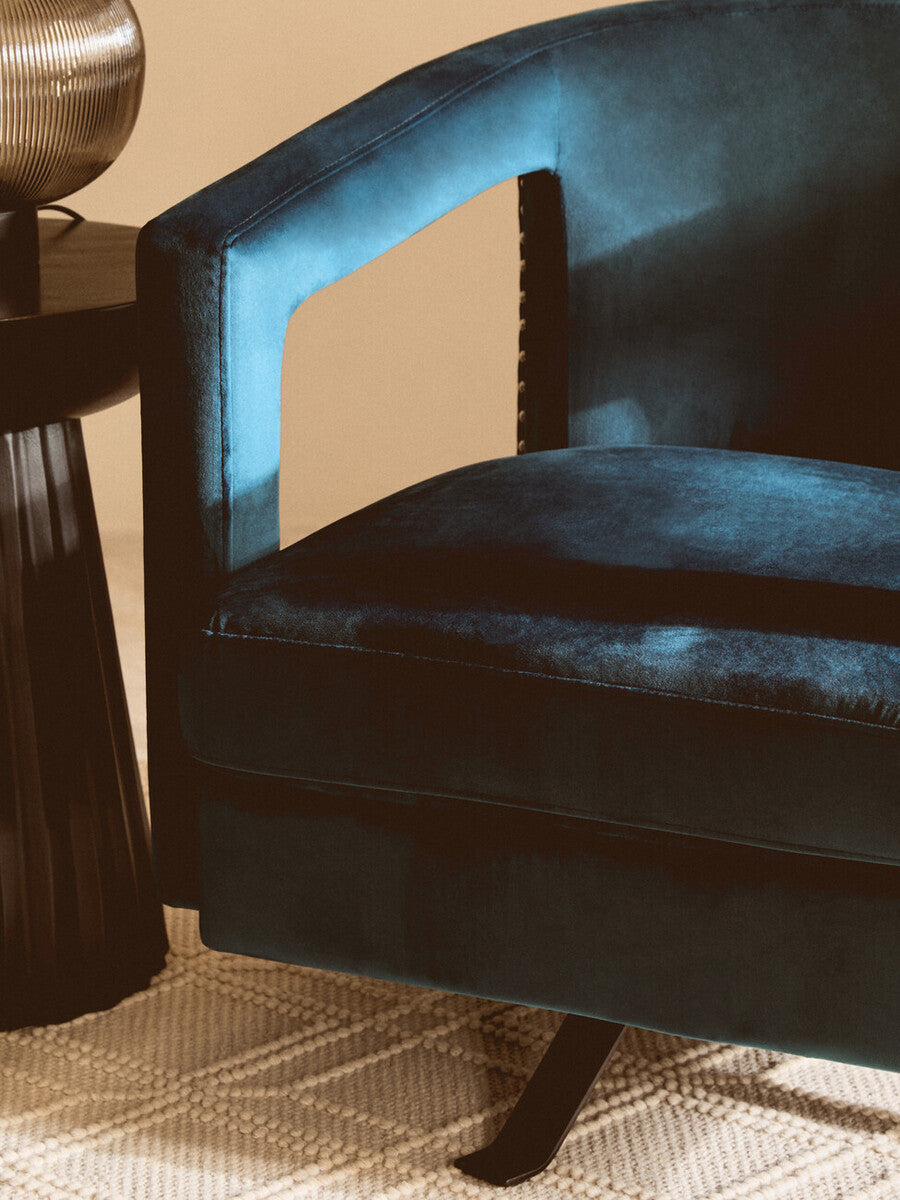 Blue Velvet Swivel Chair
