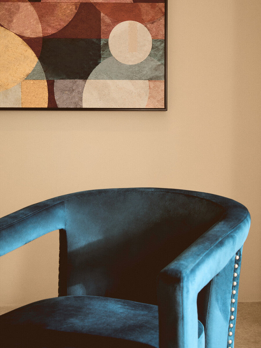 Blue Velvet Swivel Chair