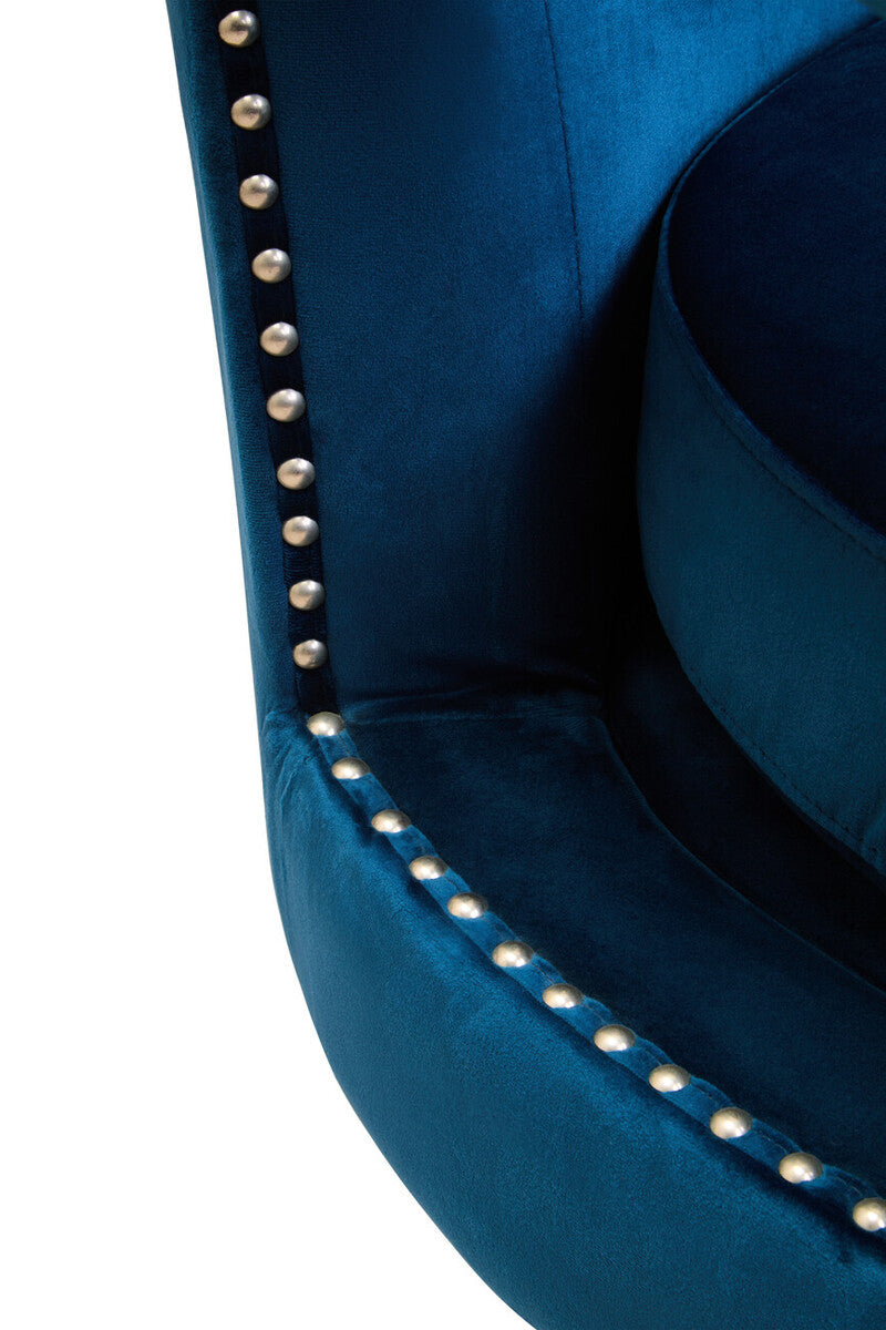 Blue Velvet Swivel Chair