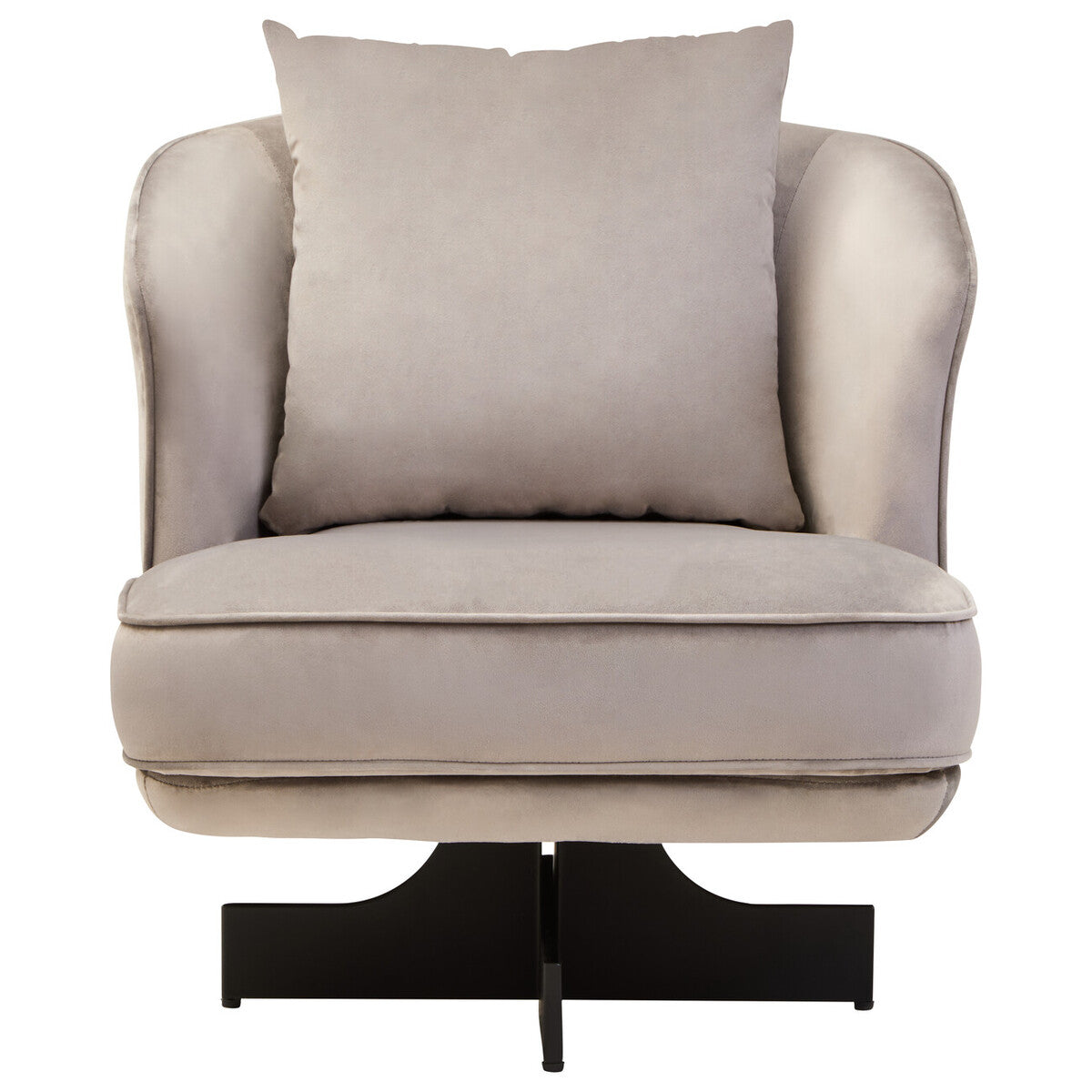 Grey Velvet Swivel Chair with Cushion