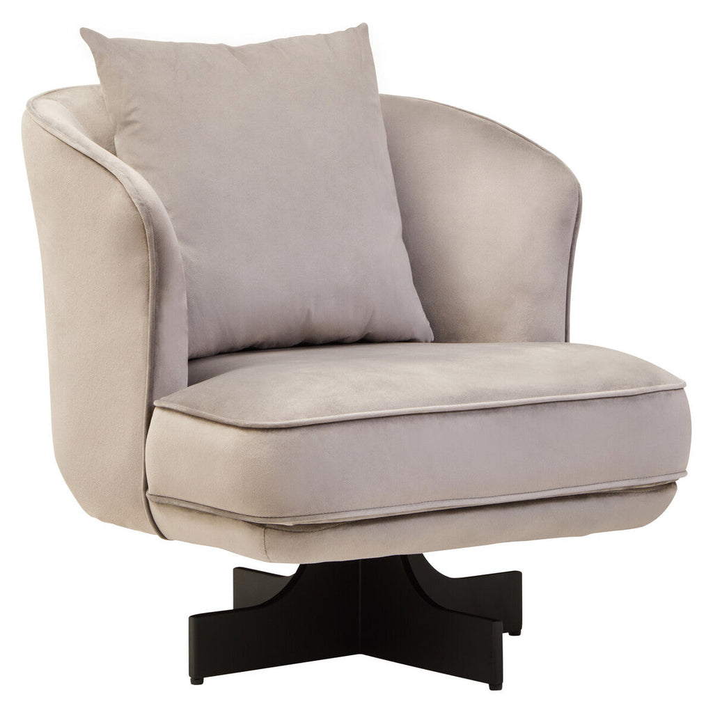Grey Velvet Swivel Chair with Cushion