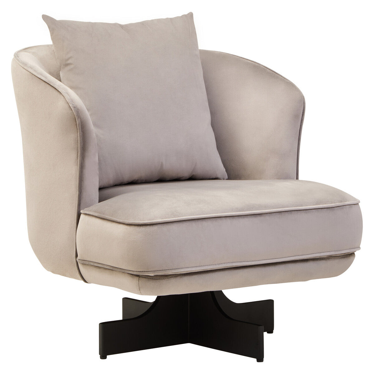Grey Velvet Swivel Chair with Cushion