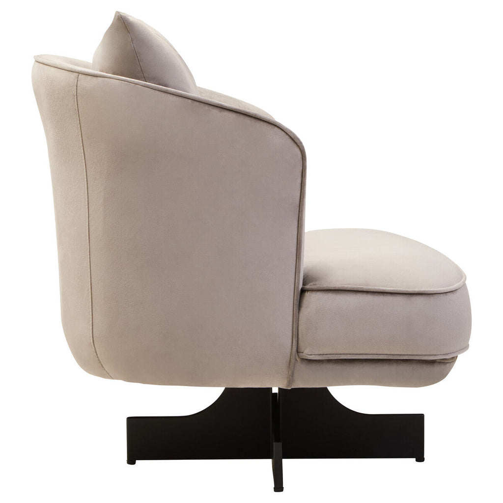 Grey Velvet Swivel Chair with Cushion