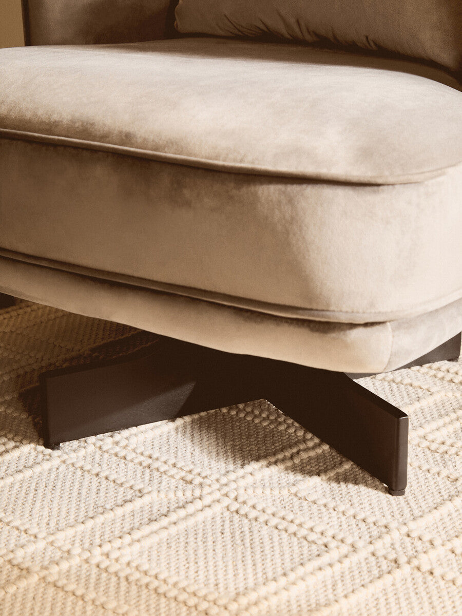 Grey Velvet Swivel Chair with Cushion