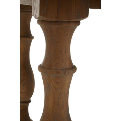 Natural Rectangular Oak Dining Table with Carved Pedestal Legs