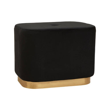 Black Velvet Rectangular Pouffe with Matte Gold Base