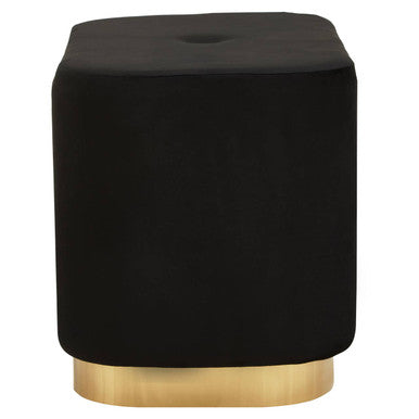 Black Velvet Rectangular Pouffe with Matte Gold Base
