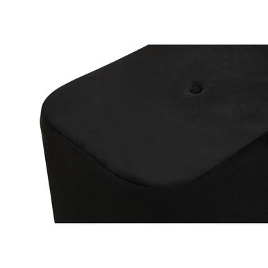 Black Velvet Rectangular Pouffe with Matte Gold Base
