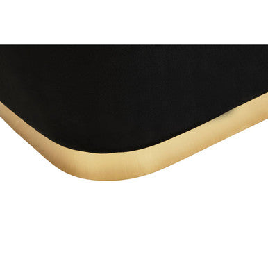 Black Velvet Rectangular Pouffe with Matte Gold Base
