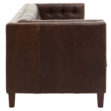 3 Seater Modern Chesterfield Sofa in Dark Brown Leather