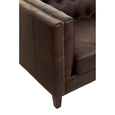 3 Seater Modern Chesterfield Sofa in Dark Brown Leather