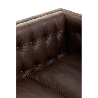 3 Seater Modern Chesterfield Sofa in Dark Brown Leather