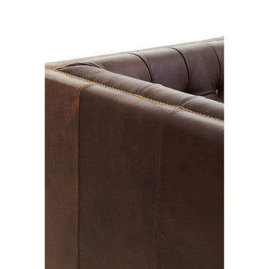 3 Seater Modern Chesterfield Sofa in Dark Brown Leather
