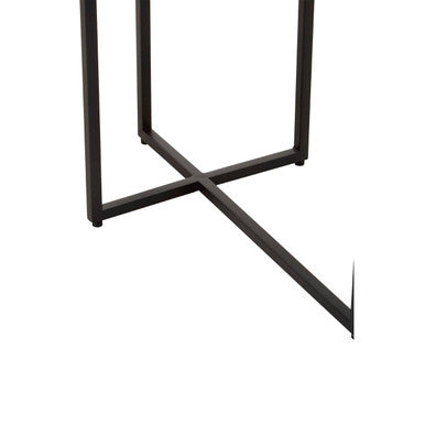 Smoked Mirror Two Tier Side Table with Black Metal Frame