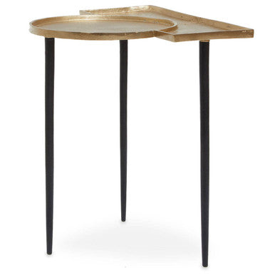 Gold Overlapping Tray Top Side Table with Black Metal Legs