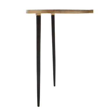 Gold Overlapping Tray Top Side Table with Black Metal Legs