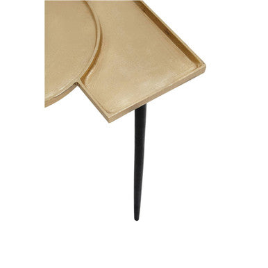 Gold Overlapping Tray Top Side Table with Black Metal Legs