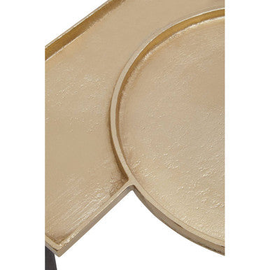 Gold Overlapping Tray Top Side Table with Black Metal Legs