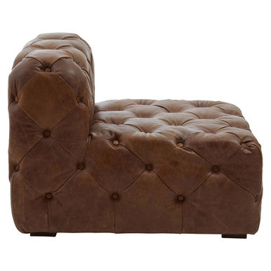 Brown Leather Chesterfield Modular Chair