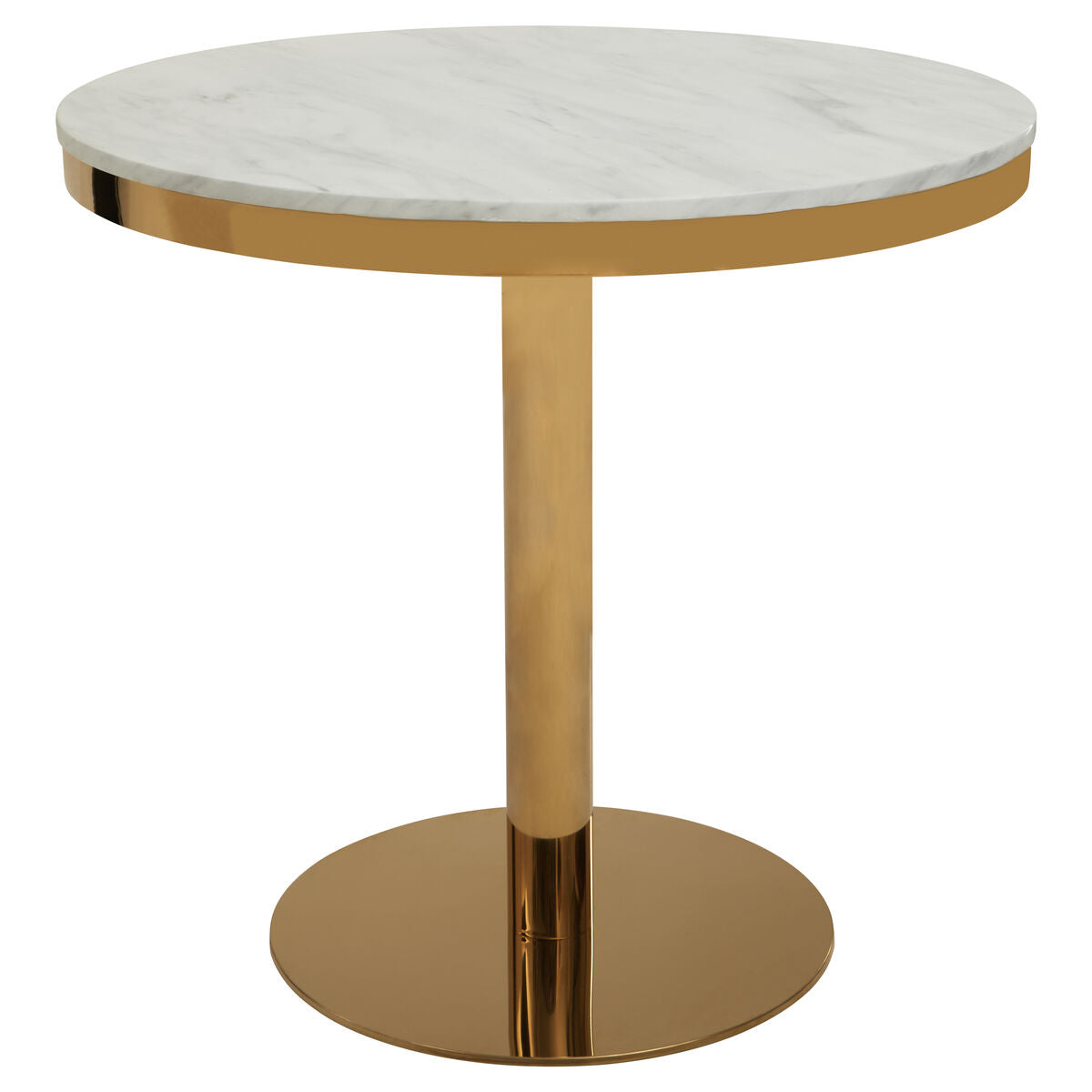 White Marble Round Dining Table with Gold Pedestal Base