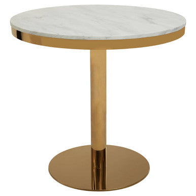 White Marble Round Dining Table with Gold Pedestal Base
