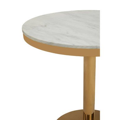 White Marble Round Dining Table with Gold Pedestal Base