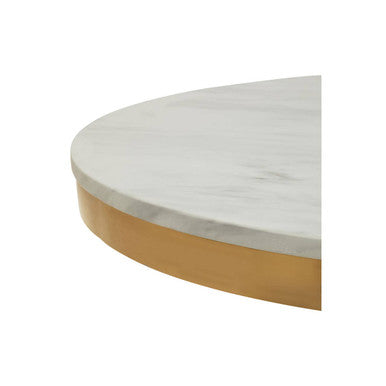 White Marble Round Dining Table with Gold Pedestal Base