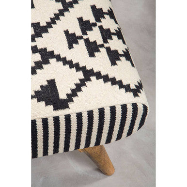 Cefena Natural and White Cotton Footstool Pouffe