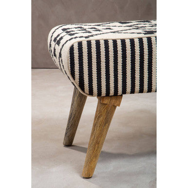 Cefena Natural and White Cotton Footstool Pouffe