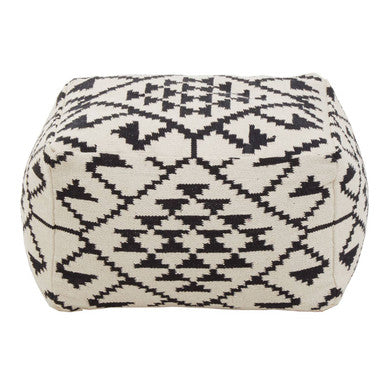 Cefena White Cotton Woven Pouffe