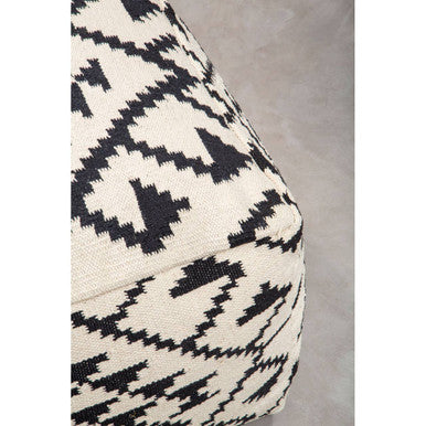 Cefena White Cotton Woven Pouffe