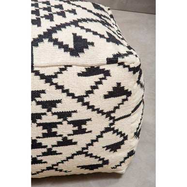 Cefena White Cotton Woven Pouffe