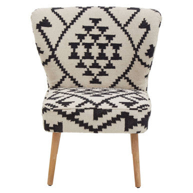 Cefena White and Black Mango Wood Wingback Chair
