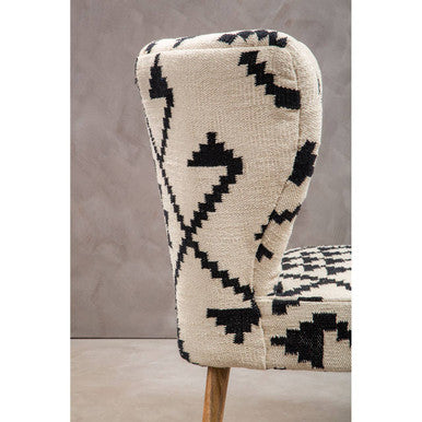 Cefena White and Black Mango Wood Wingback Chair