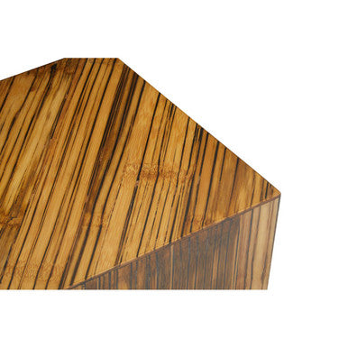 Two Tone Natural Bamboo Square Side Table with Dark Ebony Base