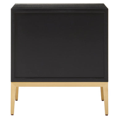 Black and Gold Two Drawer Side Table with Fluted Design