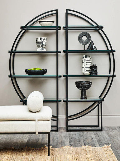 Left Half Moon Black Shelf Unit