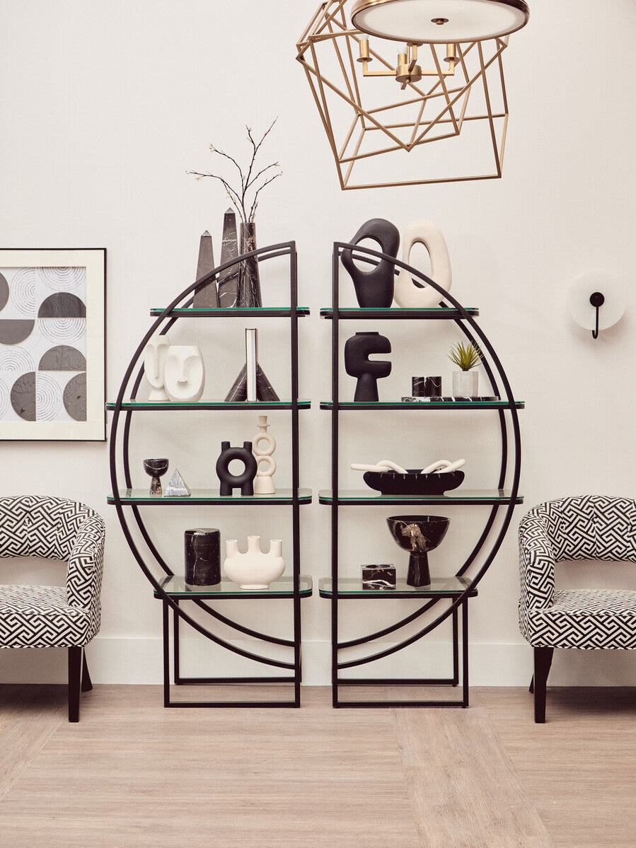 Left Half Moon Black Shelf Unit